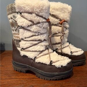 Muk Luks Brown and Cream Winter Boots